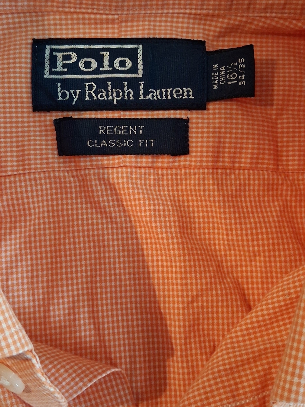 Mens Polo by Ralph Lauren Regent Classic Fit Orange Check Men’s Shirt